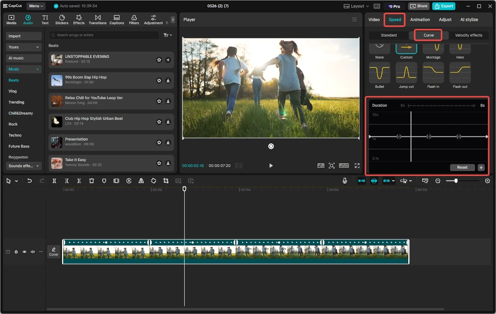Customize the Speed Curve