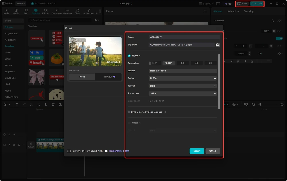 Export Your Edited Video